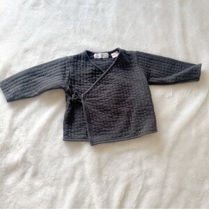 Zara Quilted Wrap Sweater - Charcoal Black